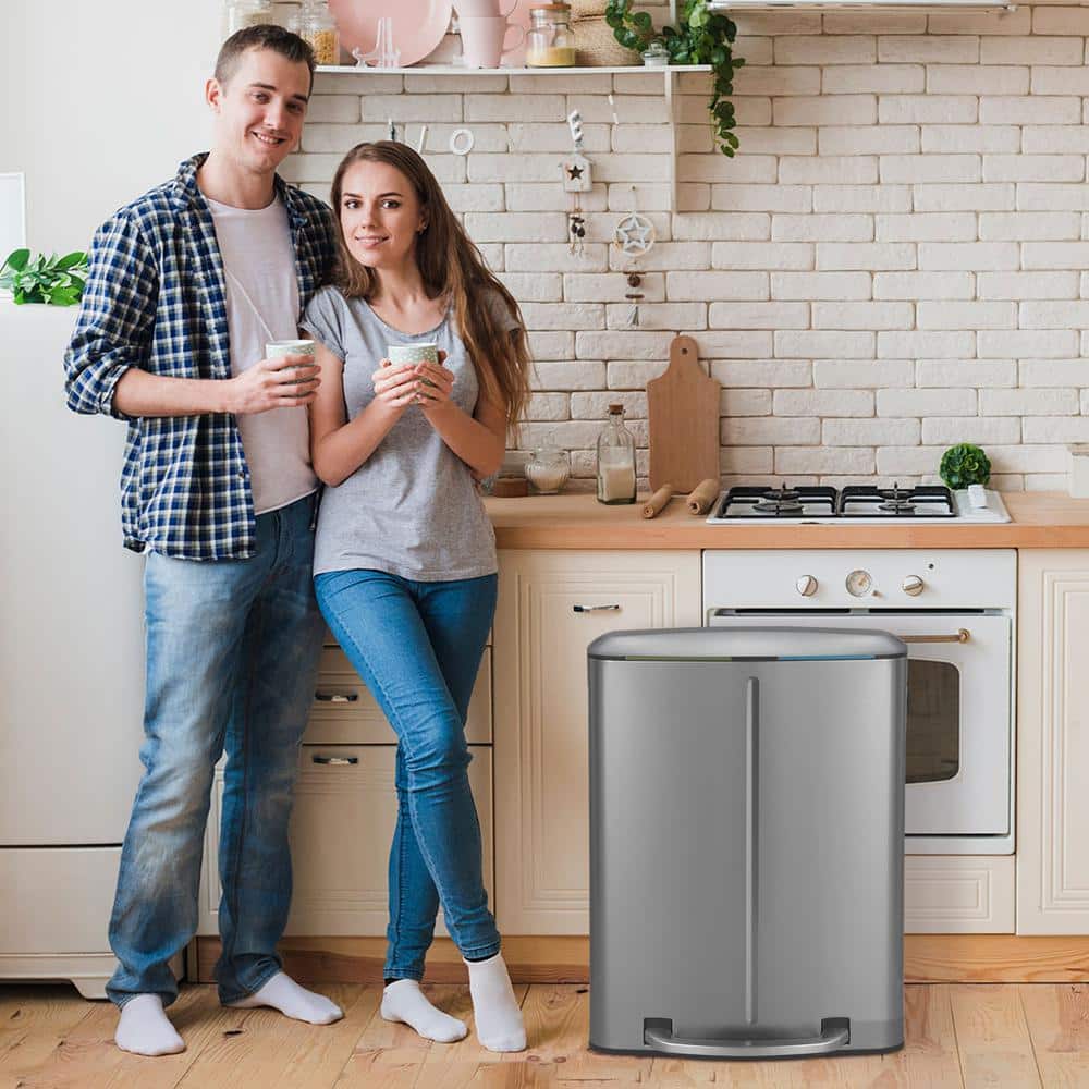 Marco 10.5-Gallon Stainless Steel Fingerprint Resistant Kitchen Trash Can