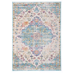 Vintage Traditional Bohemian 3 ft. 3 in. x 5 ft. Blue Area Rug
