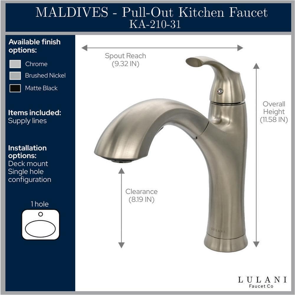 Brushed Nickel Single Handle Pull-Out Kitchen Faucet