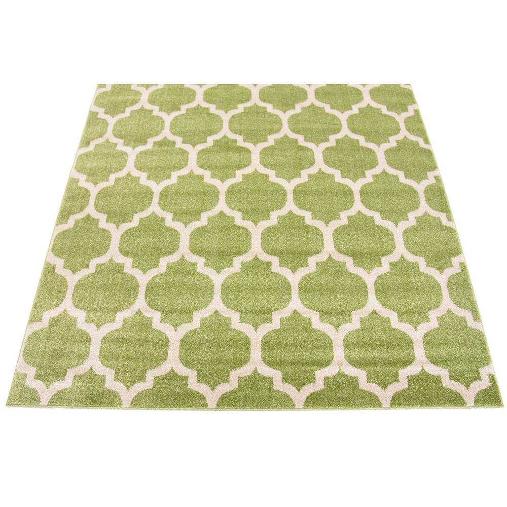 Light Green Square Trellis Synthetic Easy-Care Rug