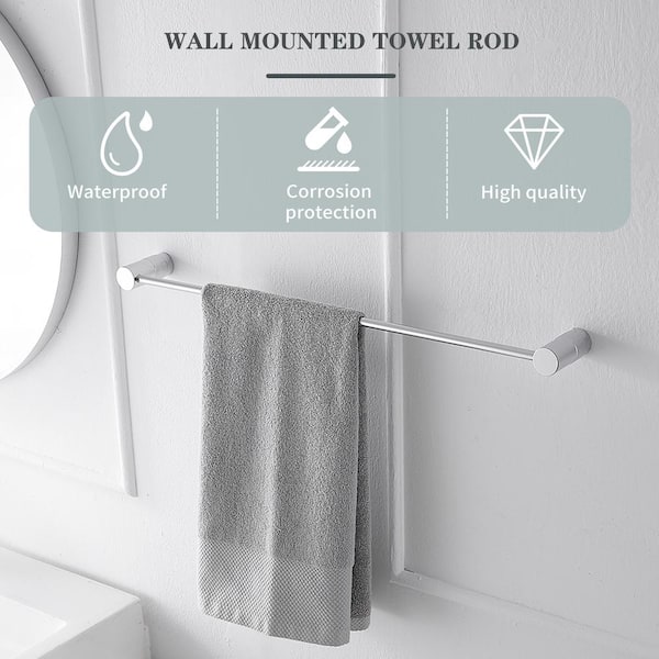 4-Piece Bath Hardware Set with Towel Bar Towel Hook and Toilet Paper Holder in Polished Chrome