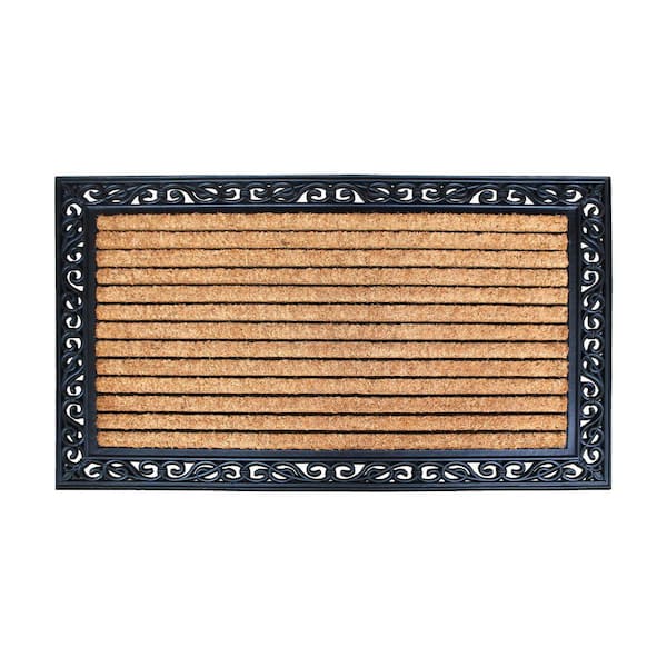 A1HC First Impression Molded 30 in. x 48 in. Rubber and Coir Double Door Non-Slip Outdoor Door Mat