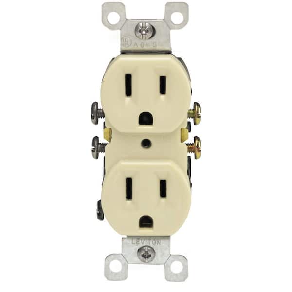 Leviton 15 Amp Grounding Duplex Outlet, Ivory