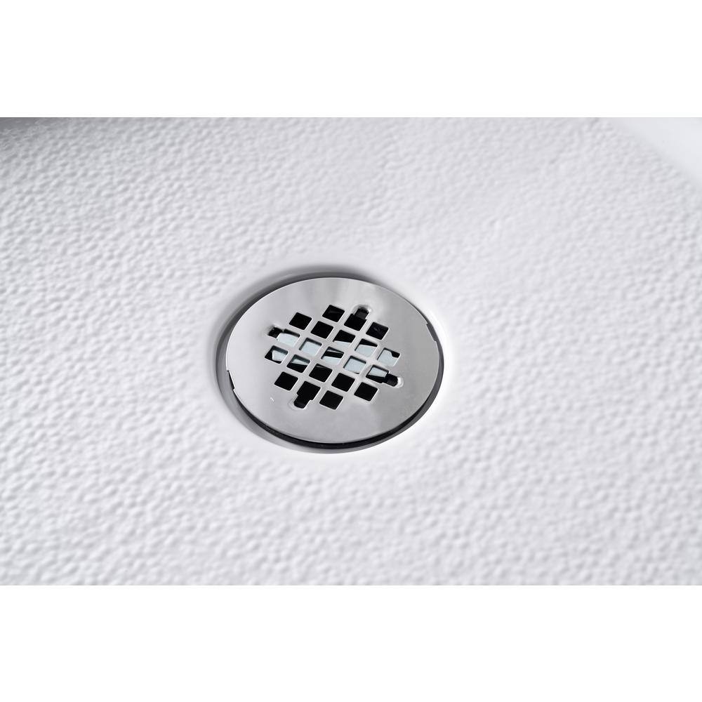 Glossy White Rectangular Acrylic Alcove Shower Base with Left Drain