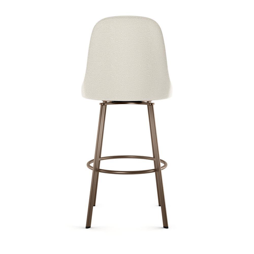 Harper Cream Bouclé Swivel Counter Stool with Bronze Metal Frame