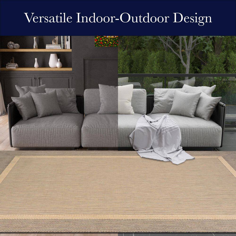 Recife Stria Texture Ivory-Blue 8 ft. x 11 ft. Flatwoven Solid Rectangle Indoor/Outdoor Area Rug - thumbnail 8