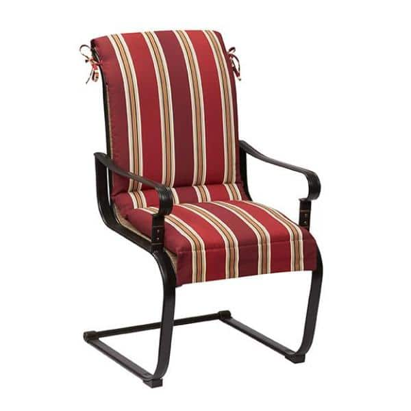 hampton bay universal chili stripe outdoor dining chair cushion