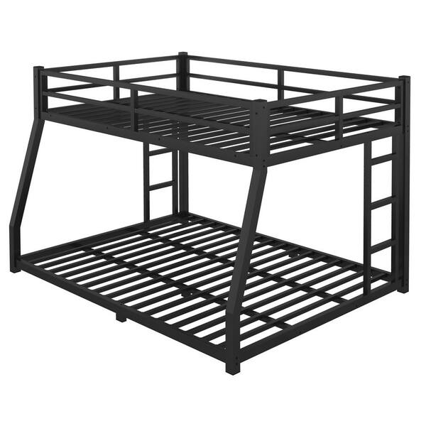 URTR Black Full XL Over Queen Size Metal Bunk Bed Floor Bunk Bed Frame