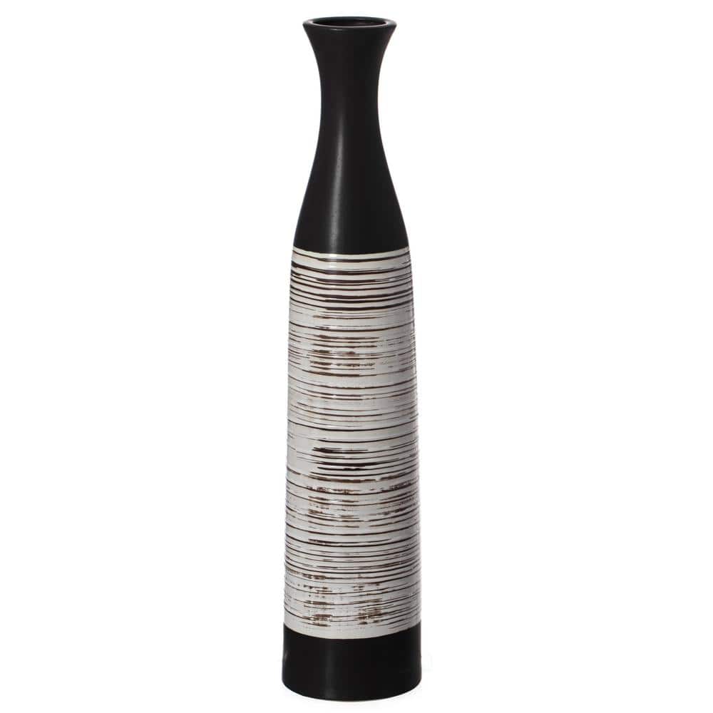 Uniquewise 31 in. Handcrafted Black and White Waterproof Ceramic Floor ...