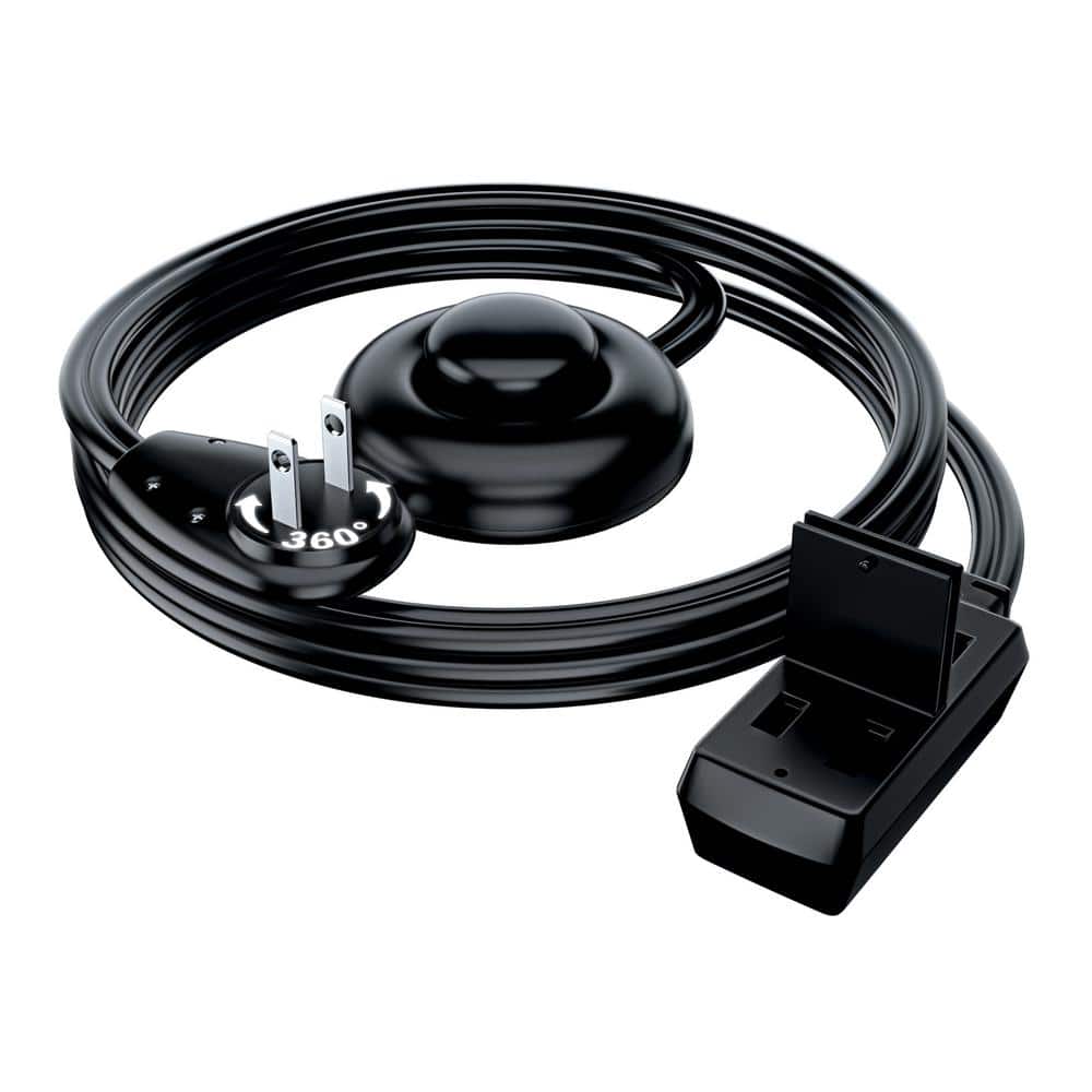 3 ft. 16/2 Light Duty Indoor Extension Cord 360° Rotating Flat Plug 2-Prong Footswitch with Cover, 13Amps, Black price history on PriceWatchPro