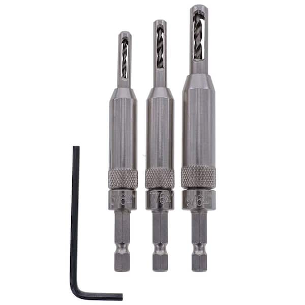 Hinge Installation Self-Centering Steel Drill Bit Set (3-Piece)