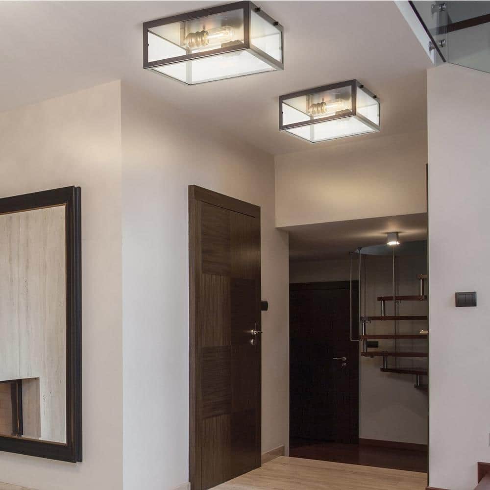Grayson 12" Oil Rubbed Bronze and Clear Glass LED Flush Mount