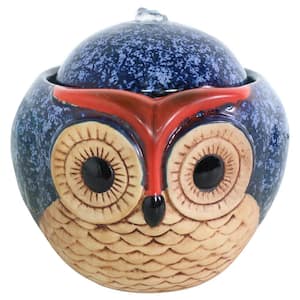 6 in. Ceramic Cascading Owl Indoor Tabletop Water Fountain