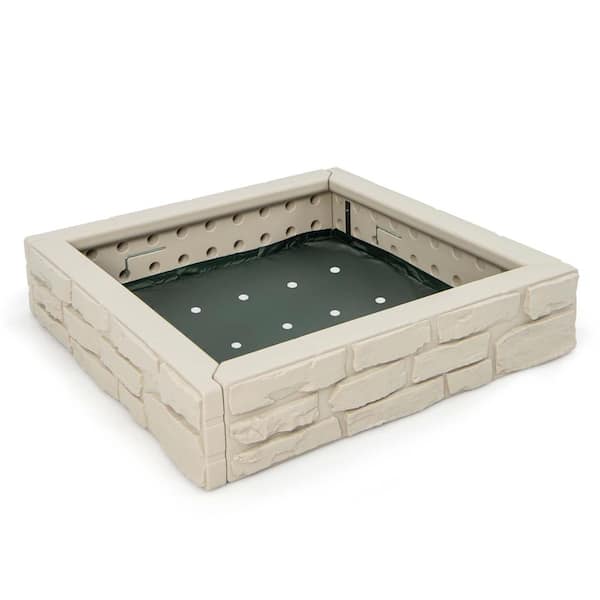 3.92 ft. W x 3.92 ft. L HDPE Square Sandbox with Cover in White