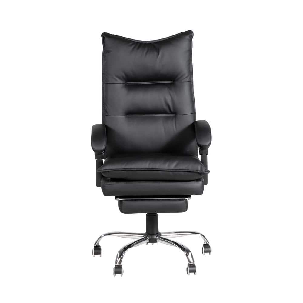 Luxuriously Padded High Back Black Leather Executive Office Chair
