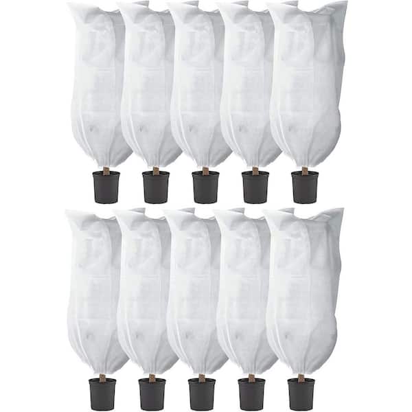 35 in. White Non-Woven Plant Cover with Zipper and Drawstring for Frost Protection, 10-Pack
