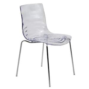 Astor Clear Water Ripple Design Modern Lucite Dining Side Chair with Metal Legs