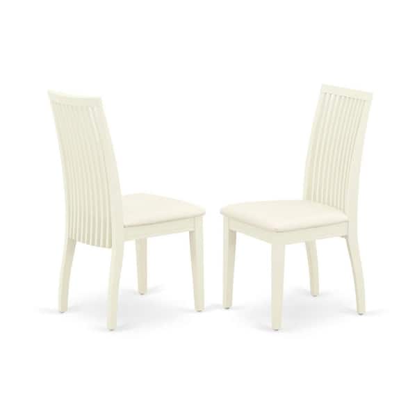 East West Furniture Linen White Linen Fabric Upholstered Wood Chairs With Cushion, (Set of 2)