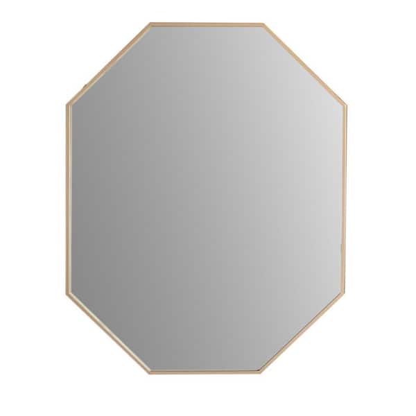 Bellaterra Home 23.5 in. W x 30.5 in. H Octagon Metal Framed Bathroom Vanity Mirror in Brushed Gold