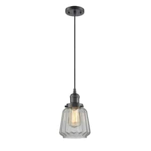 Chatham 100-Watt 1 Light Oil Rubbed Bronze Shaded Mini Pendant Light with Clear Glass Shade