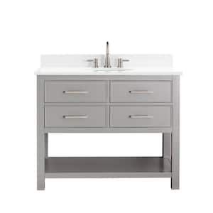 Brooks 43 in. W x 22 in. D Bath Vanity in Chilled Gray with Engineered Stone Vanity Top in White with White Basin