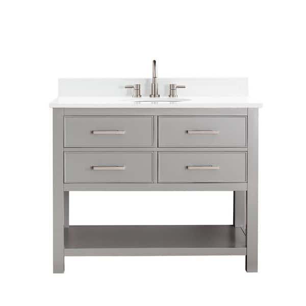 Avanity Brooks 43 in. W x 22 in. D Bath Vanity in Chilled Gray with Engineered Stone Vanity Top in White with White Basin