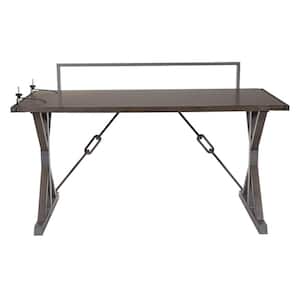 60 in. Rectangular Gray Standing Desk with Solid Wood Material