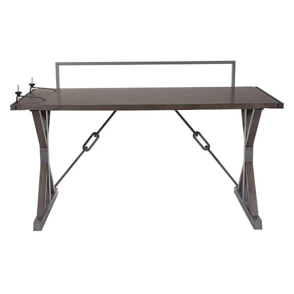 OSP Home Furnishings 60 in. Rectangular Gray Standing Desk with Solid Wood Material
