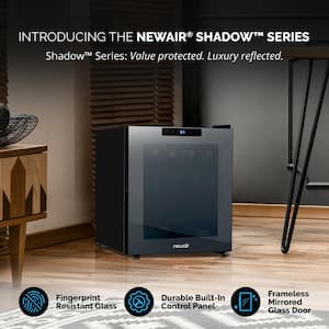 Shadowᵀᴹ Series Wine Cooler Refrigerator 16 Bottle, Freestanding Mirrored Wine Fridge with Double-Layer Tempered Glass