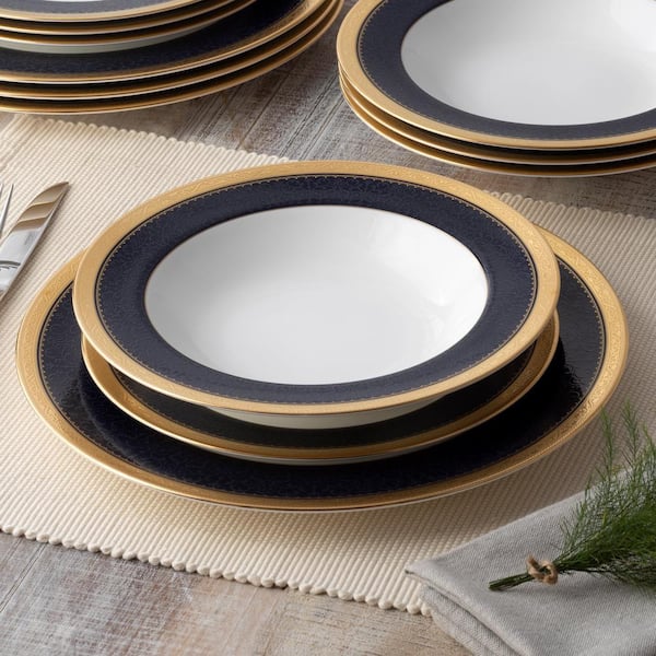 Noritake Odessa Cobalt Gold 12-Piece (Gold) Bone China Dinnerware
