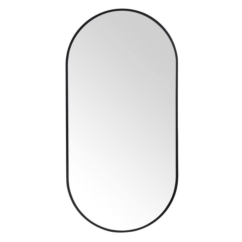 30 in. W x 60 in. H Modern Oval Metal Framed Wall Mounted Bathroom Vanity Mirror in Black price history on PriceWatchPro