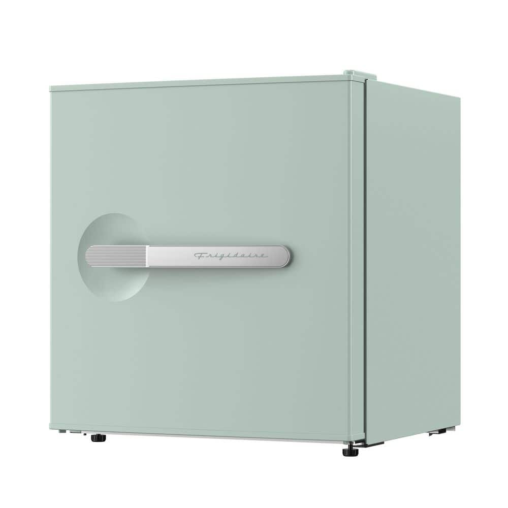 Sage Green Retro Mini Refrigerator with Silver Bar Handle