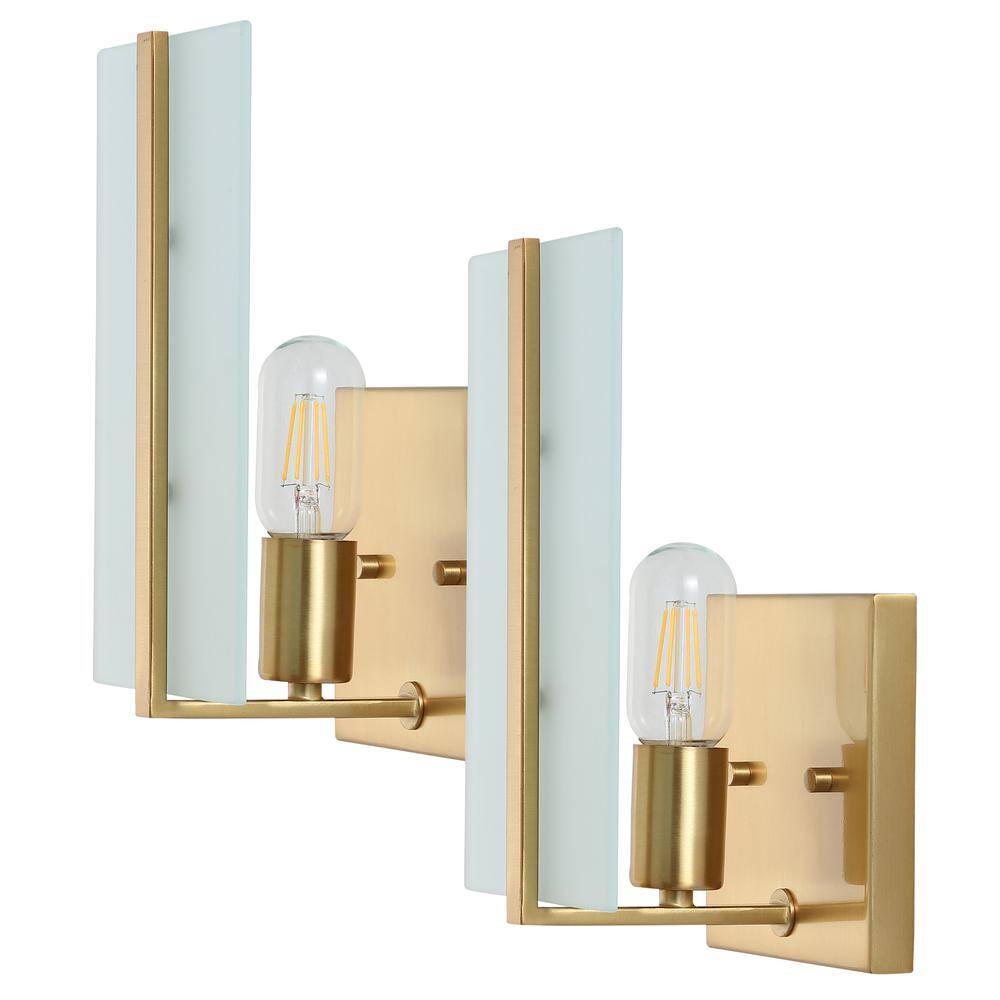 Mila 5.5" Gold Brass Dimmable LED Sconce with Frosted Glass