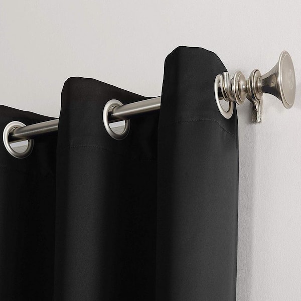 Black Woven Thermal Blackout Curtain - 40 in. W x 84 in. L