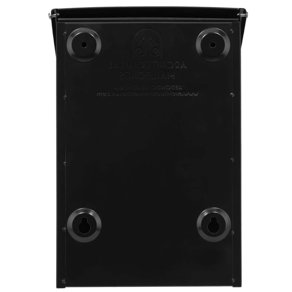 Black Galvanized Steel Wall Mount Mailbox with Embossed Front