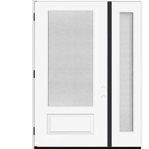 Palisade 51 in. x 96 in. 3/4L MicroGranite Impact Glass RHOS Unfinished Fiberglass Prehung Front Door w/ 12 in. SL6-9/16