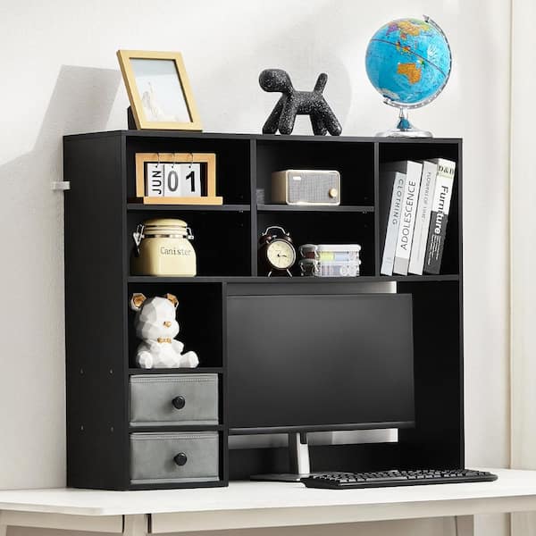 Desktop Bookshelf, Countertop Storage Hutch With 4 Shelves For Computer Desk, Desktop 2-Tier - View #2