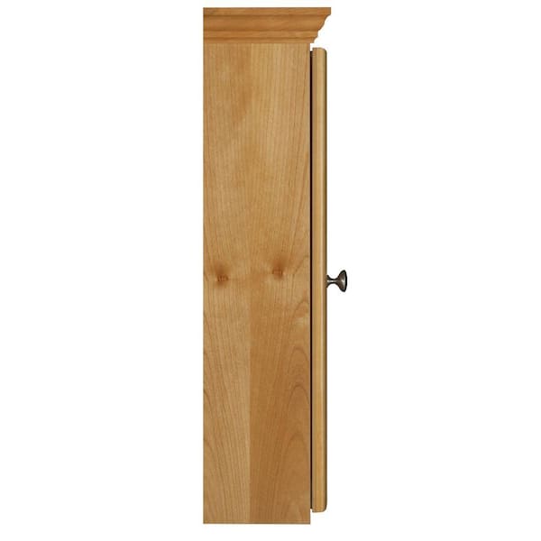 Ultraline 30 in. W x 27 in. H x 6-1/2 in. D Framed Tri-View Surface-Mount Bathroom Medicine Cabinet in Natural Alder