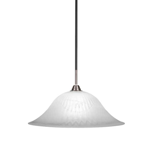 Unbranded Madison 100-Watt 1-Light Matte Black and Brushed Nickel Bowl Mini Pendant Light with Glass Shade
