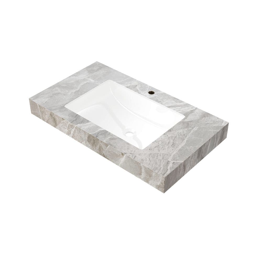 35.8 in. W x 18.9 in. D Sintered Stone Vanity Top in Gray with One Pre-drilled Faucet Hole, Cabinet Not Included price history on PriceWatchPro