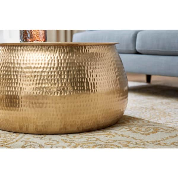 Home Decorators Collection Calluna 30 in. Gold Round Metal Coffee