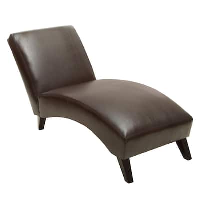 Brown Bonded Leather Contemporary Chaise Lounge