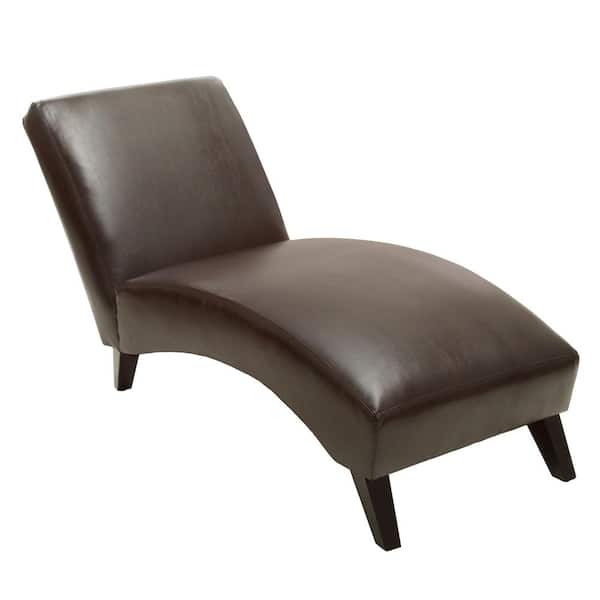 Noble House Brown Bonded Leather, Black Leather Modern Chaise Lounge