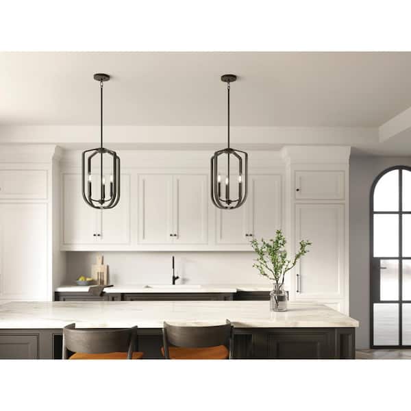 Ettore 3-Light Black Pendant with Cage Light Display