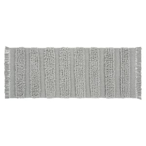 Savannah 24 in. 60 in. Grey Striped Cotton-Polyester Rectangle Bath Rug Runner