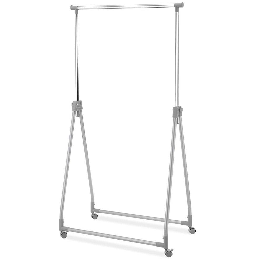 Silver Metal Garment Clothes Rack Collapsible 34.8 in. W x 66.3 in. H