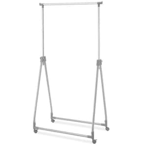 Silver Metal Garment Clothes Rack Collapsible 34.8 in. W x 66.3 in. H