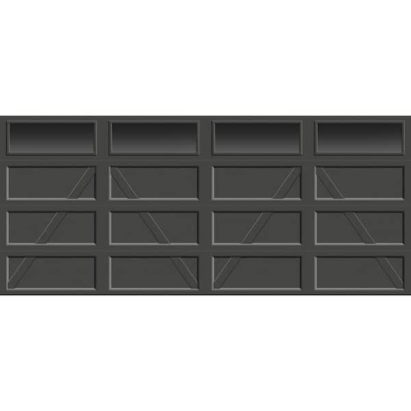 Bridgeport Steel Design A 16 ft. X 7 ft. Insulated 18.4 R-Value Iron Ore Garage Door with long plain windows