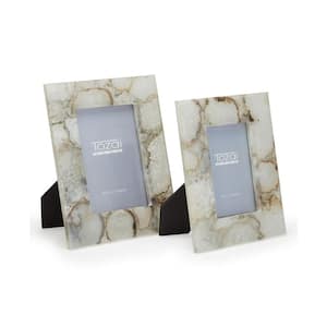 Natural Agate Grey Colored Picture Frames in Gift Box Includes 2 Sizes: 4 in. x 6 in. and 5 in. x 7 in. (Set of 2)