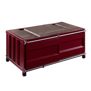 28.38 in. Red Rectangle Metal Top Coffee Table